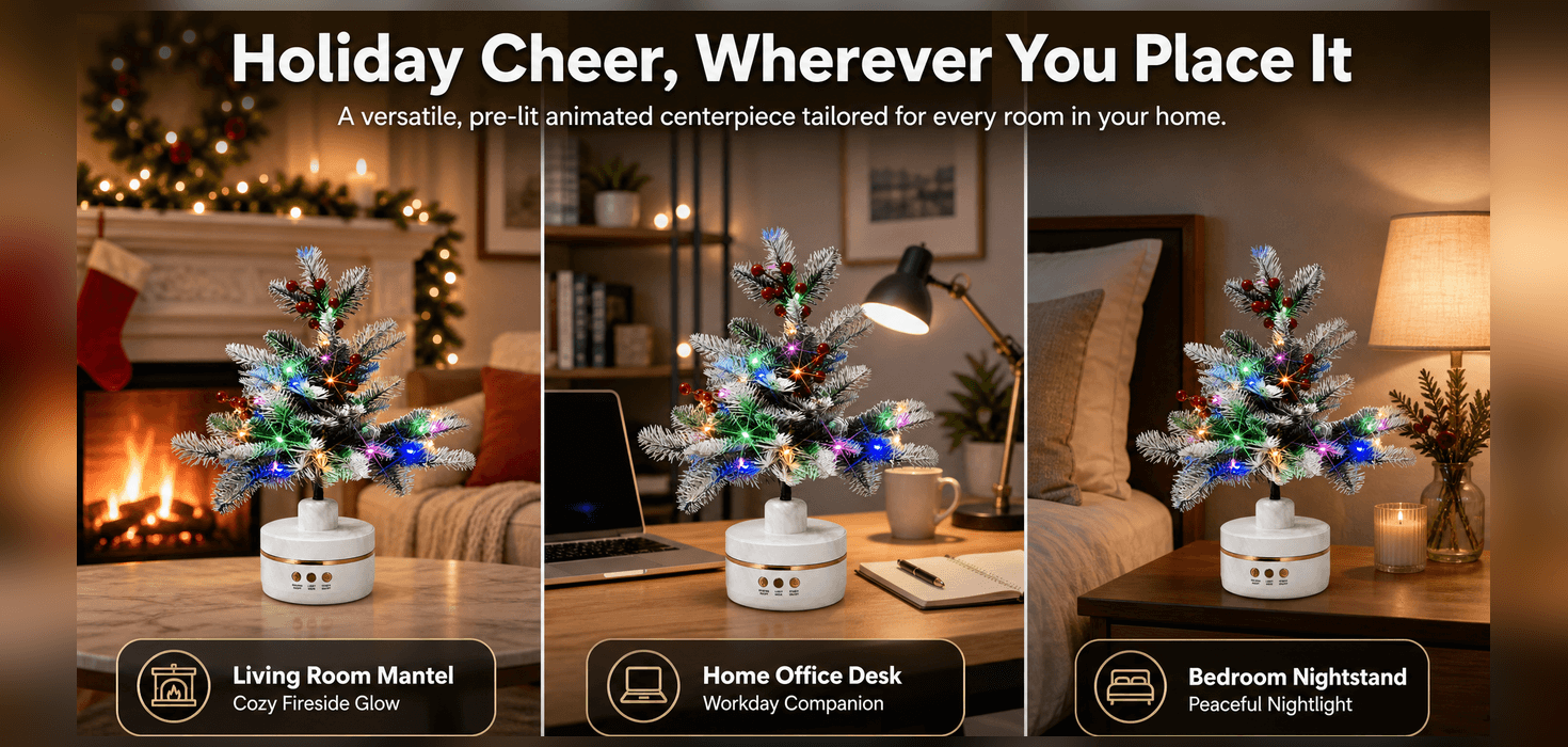 Holiday Tabletop Rotating Tree Lights for North American Gift Importer